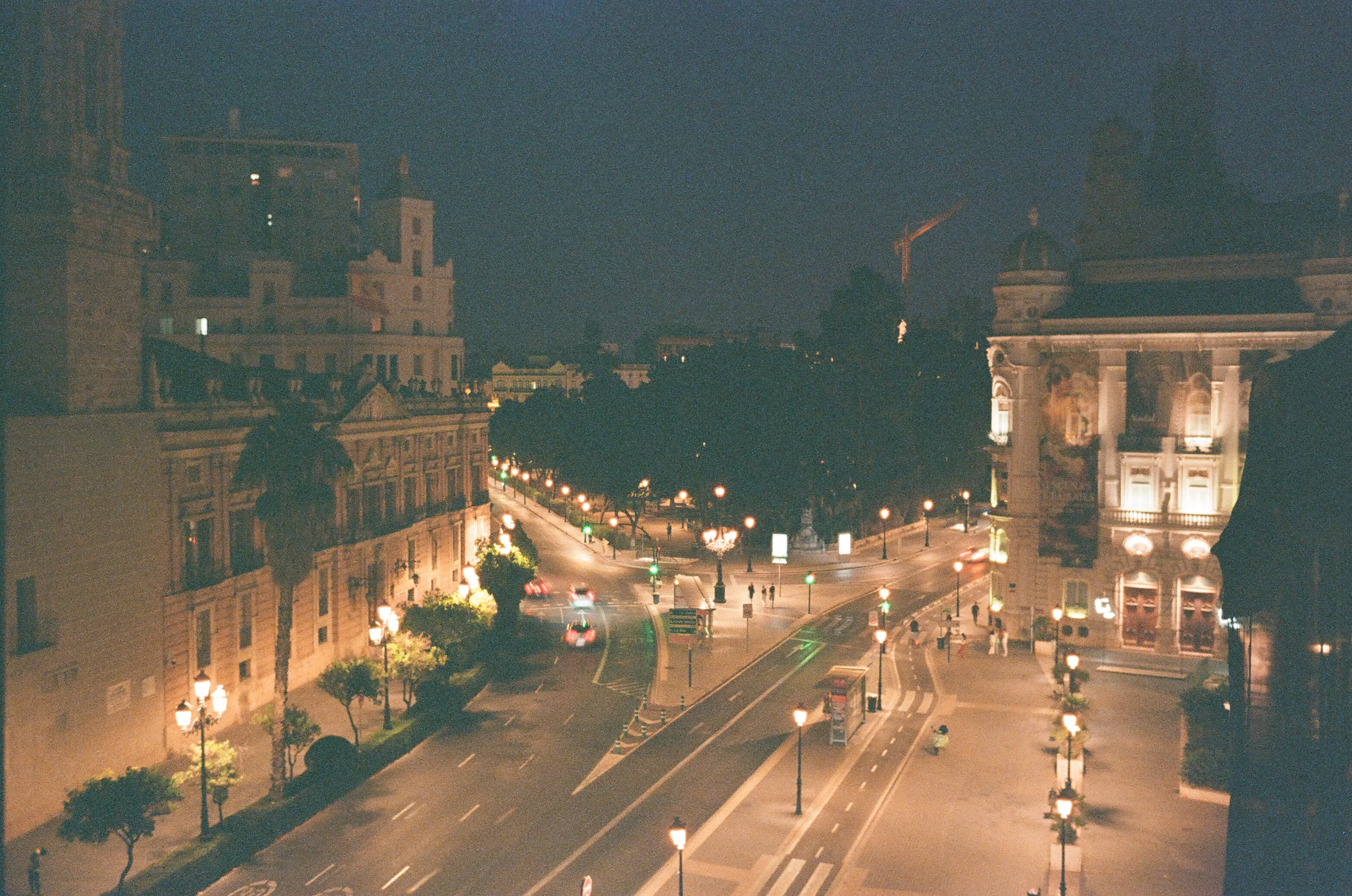 Film photograph from Spain, titled "valencia at night".
